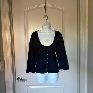 Navy Blue Button-Up Cardigan or top
